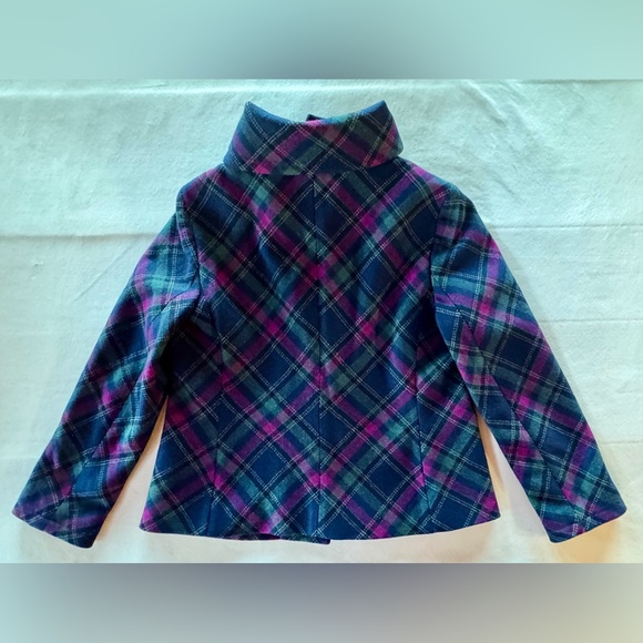 Talbots Plaid Wool Blend Lined Pea Coat Jacket (12P) - Picture 11 of 17